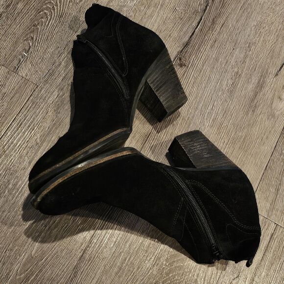 PAUL GREEN Boots Booties Austria NORA Black Suede Med Heel Ankle Size 5 - Picture 4 of 11